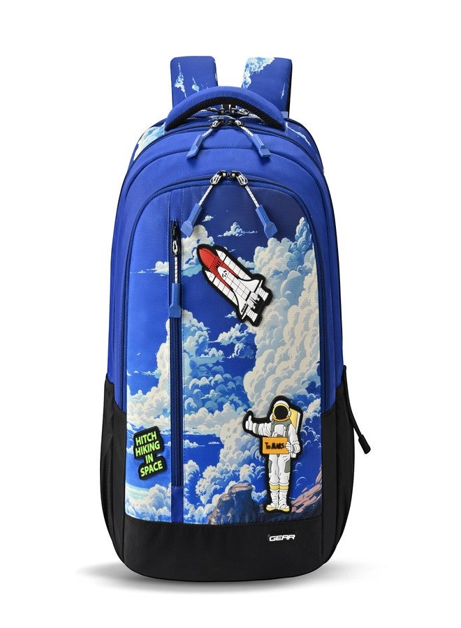 Gear Astro Cab 4 Compartment Backpack 17"/30L Medium Water Resistant School Bag/Casual Backpack/Daypack/Kids Bag for Boys/Girls (Blue-Black) - Image 1